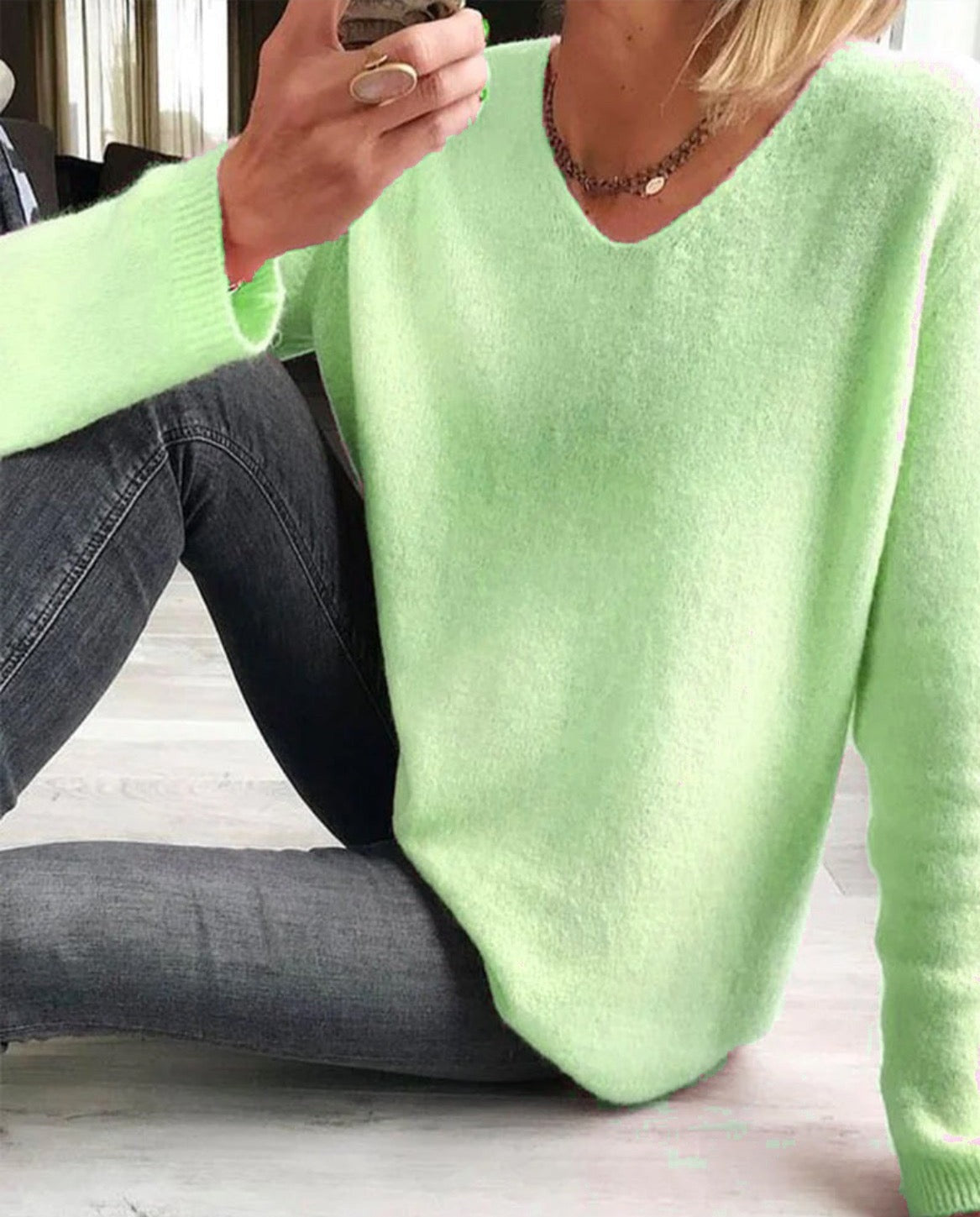 Pull tricoté femme maille douce col rond manches longues