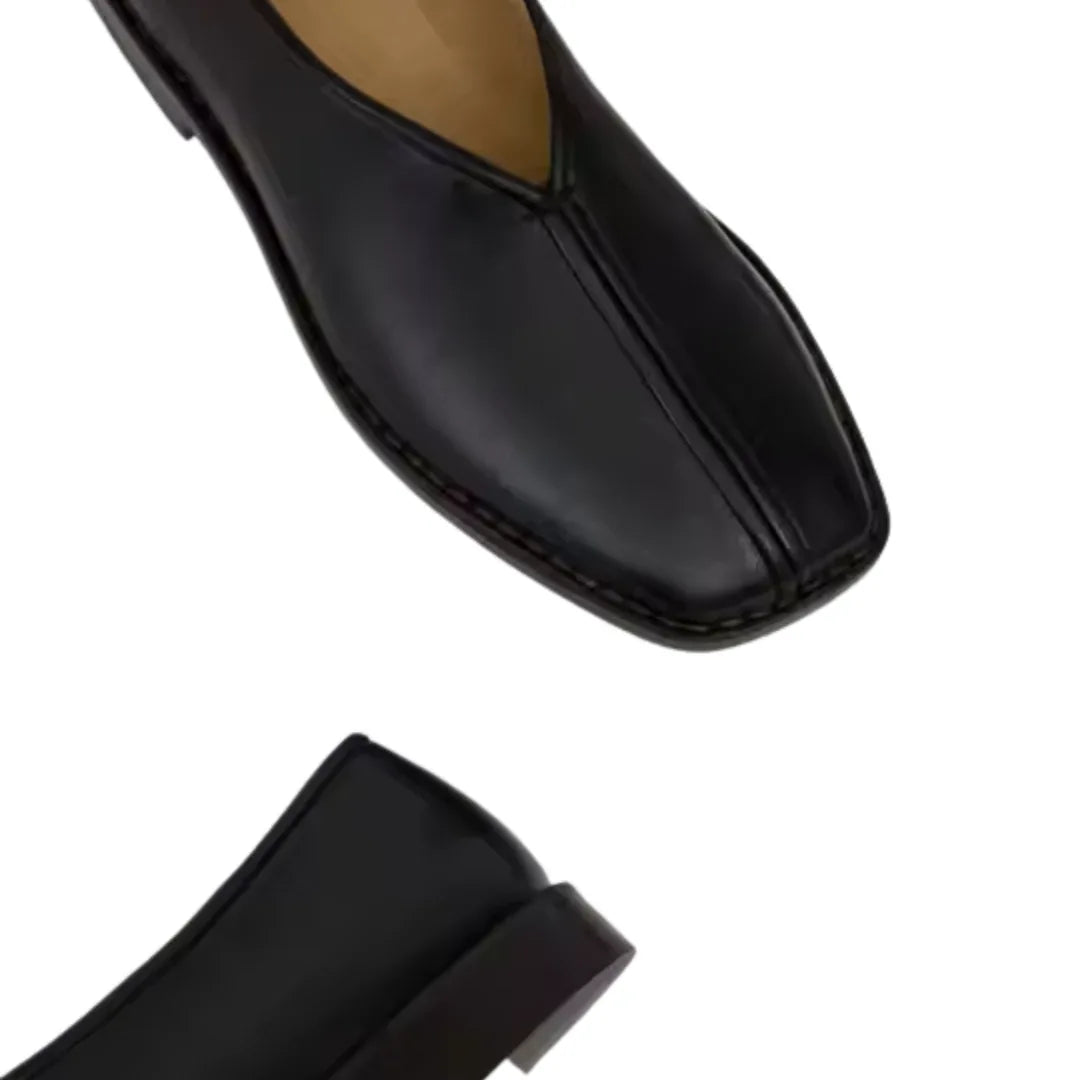 Loafers femme noirs à bout carré en maille respirante et semelle plate - Parisola