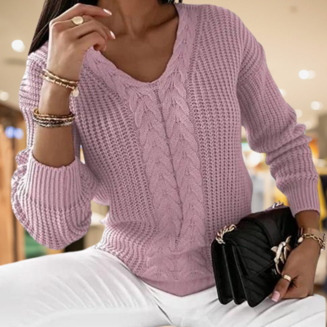 Pull tricoté femme maille douce manches longues coupe semi-ajustée