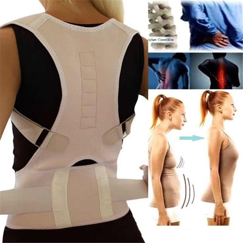 Correcteur de posture tissu respirant sangles ajustables aimants intégrés S à 3XL