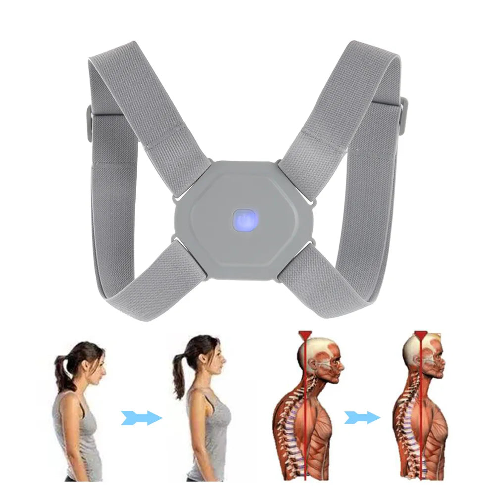 Correcteur de posture électrique dos épaules nylon élastique sangles réglables rechargeable