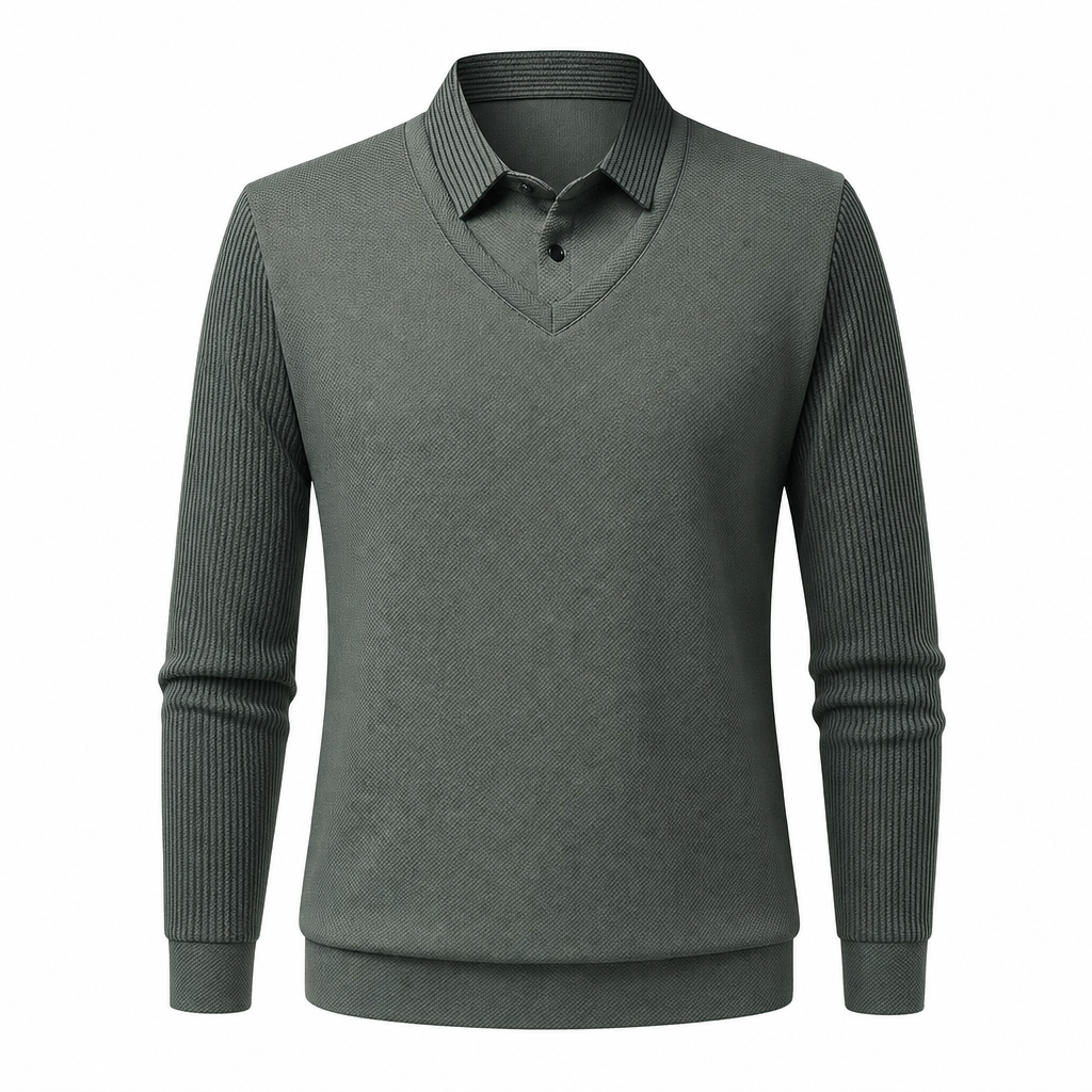Polo homme manches longues col chemise classique