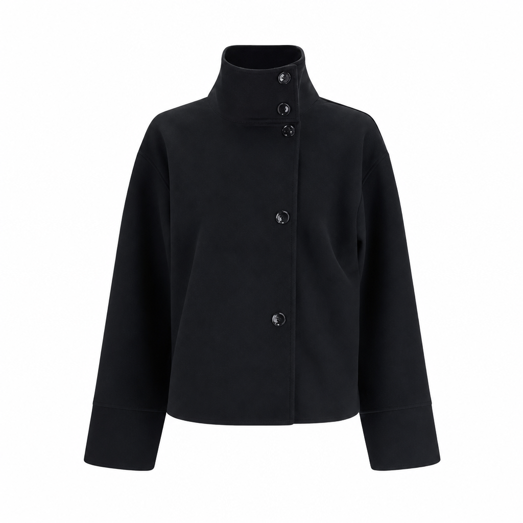 Manteau court femme col élégant boutons