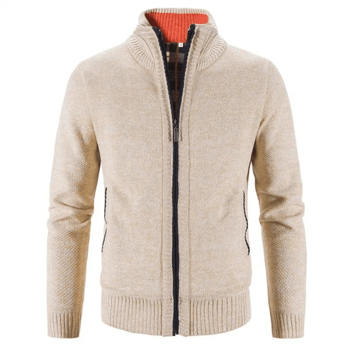Gilet col haut zippé femme tricot chaud manches longues