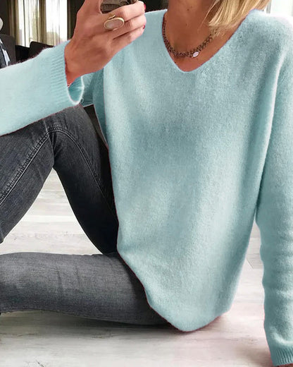 Pull tricoté femme maille douce col rond manches longues