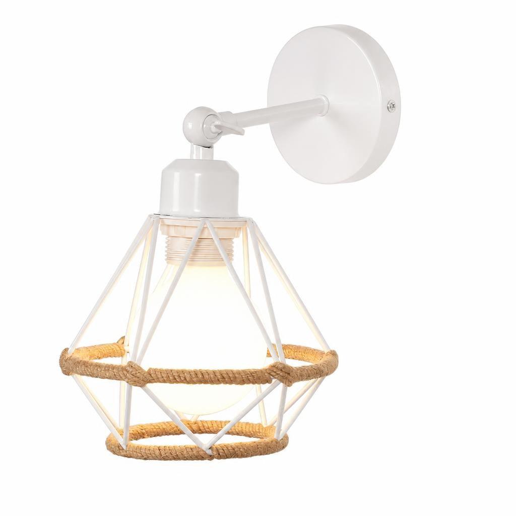 Applique murale industrielle cage fer blanche