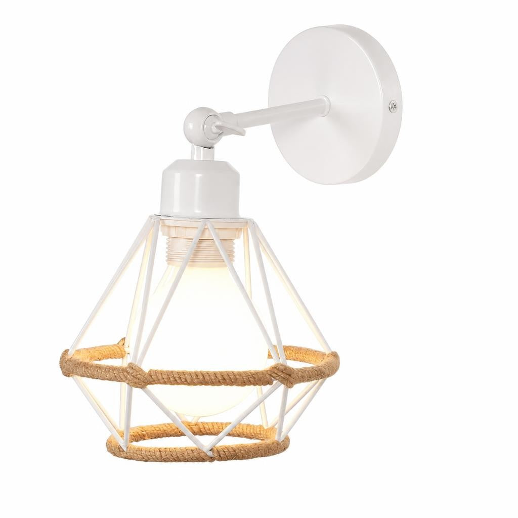 Applique murale industrielle cage fer blanche