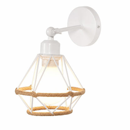 Applique murale industrielle cage fer blanche