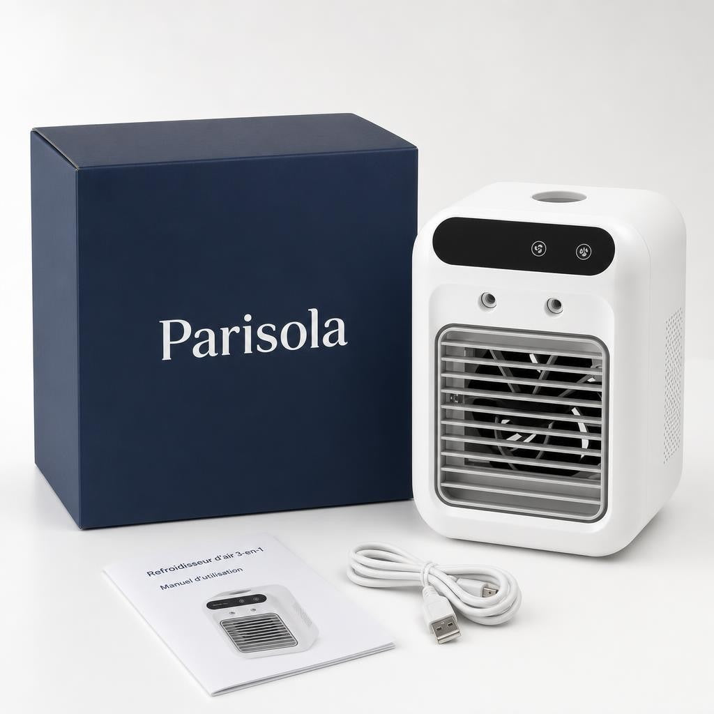 Unboxing mini refroidisseur d'air Parisola — emballage premium