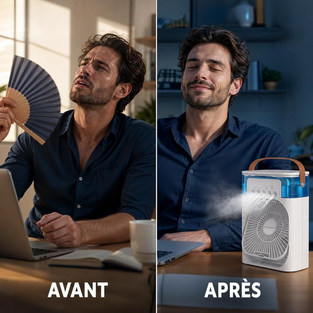 Avant après - fraîcheur instantanée avec le mini refroidisseur
