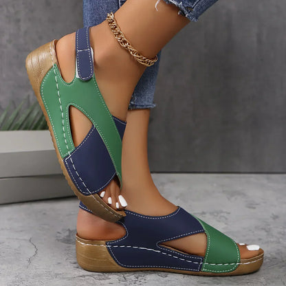 Sandale femme cuir synthétique velcro semelle EVA confortable
