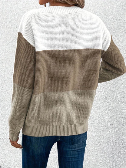 Pull femme col rond décontracté mailles douces manches longues