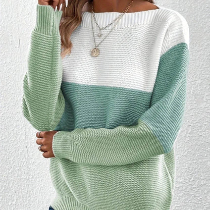 Pull femme col rond décontracté mailles douces manches longues