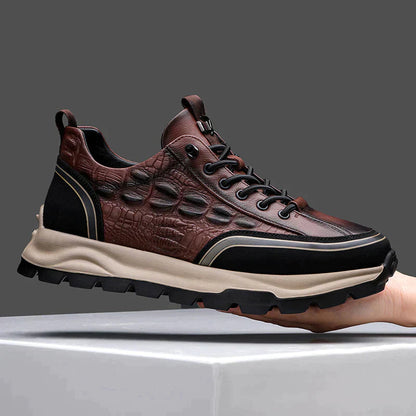 Baskets homme cuir synthétique texturé crocodile semelle caoutchouc