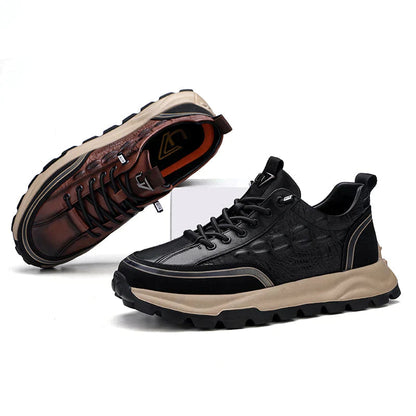 Baskets homme cuir synthétique texturé crocodile semelle caoutchouc