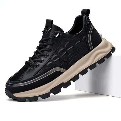 Baskets homme cuir synthétique texturé crocodile semelle caoutchouc