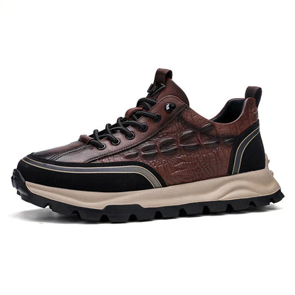Baskets homme cuir synthétique texturé crocodile semelle caoutchouc