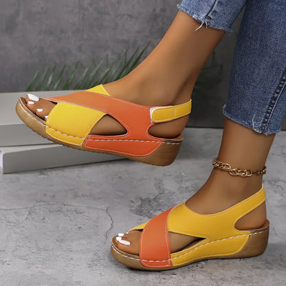 Sandale femme cuir synthétique velcro semelle EVA confortable