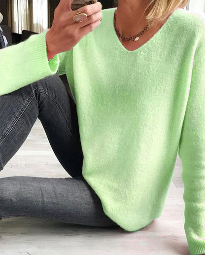 Pull tricoté femme maille douce col rond manches longues