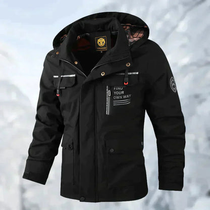 Veste d'hiver homme imperméable capuche chaude zippée