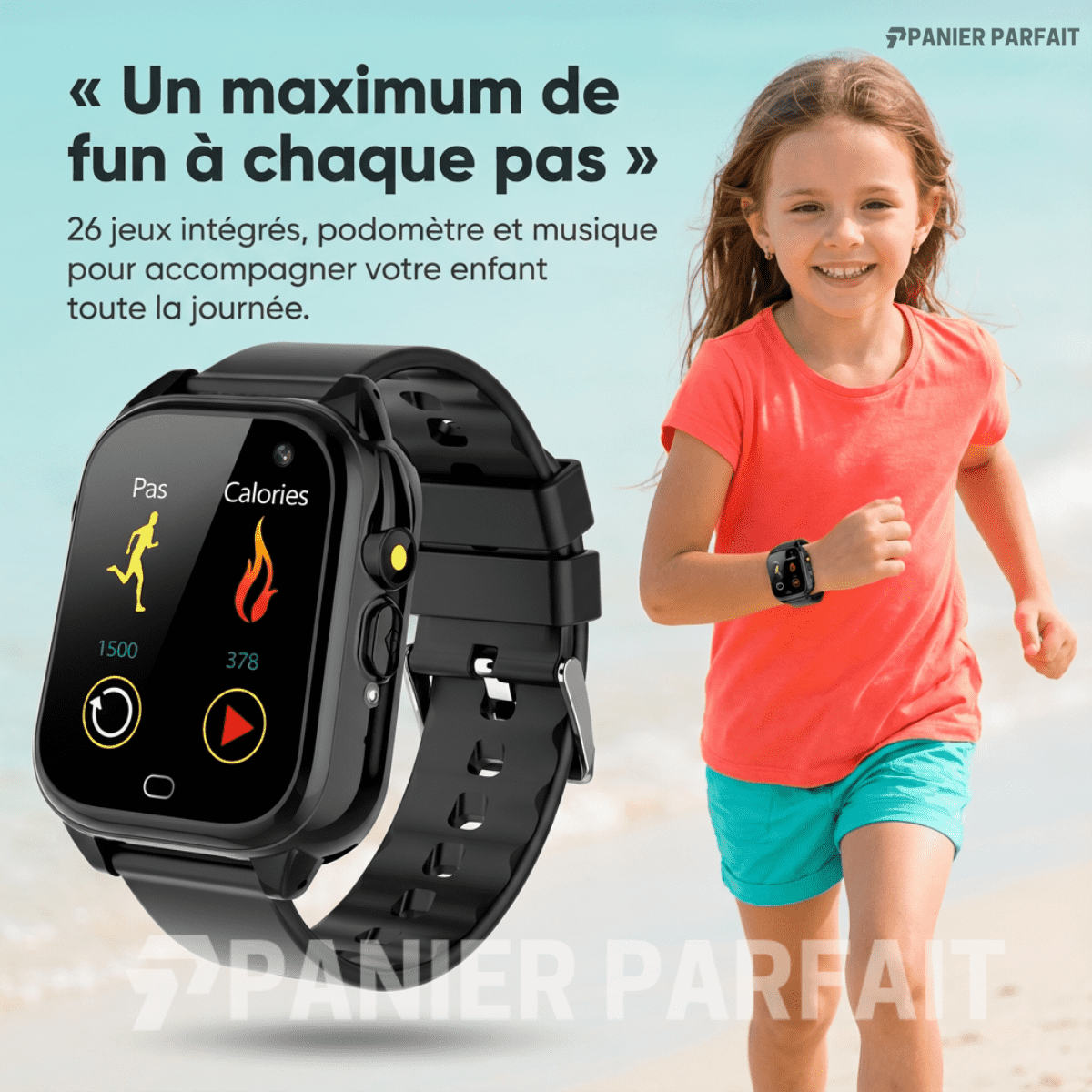 Montre intelligente enfant écran tactile 1,44 po appareil photo jeux MP3