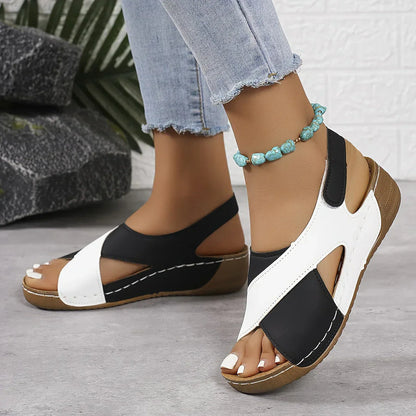 Sandale femme cuir synthétique velcro semelle EVA confortable