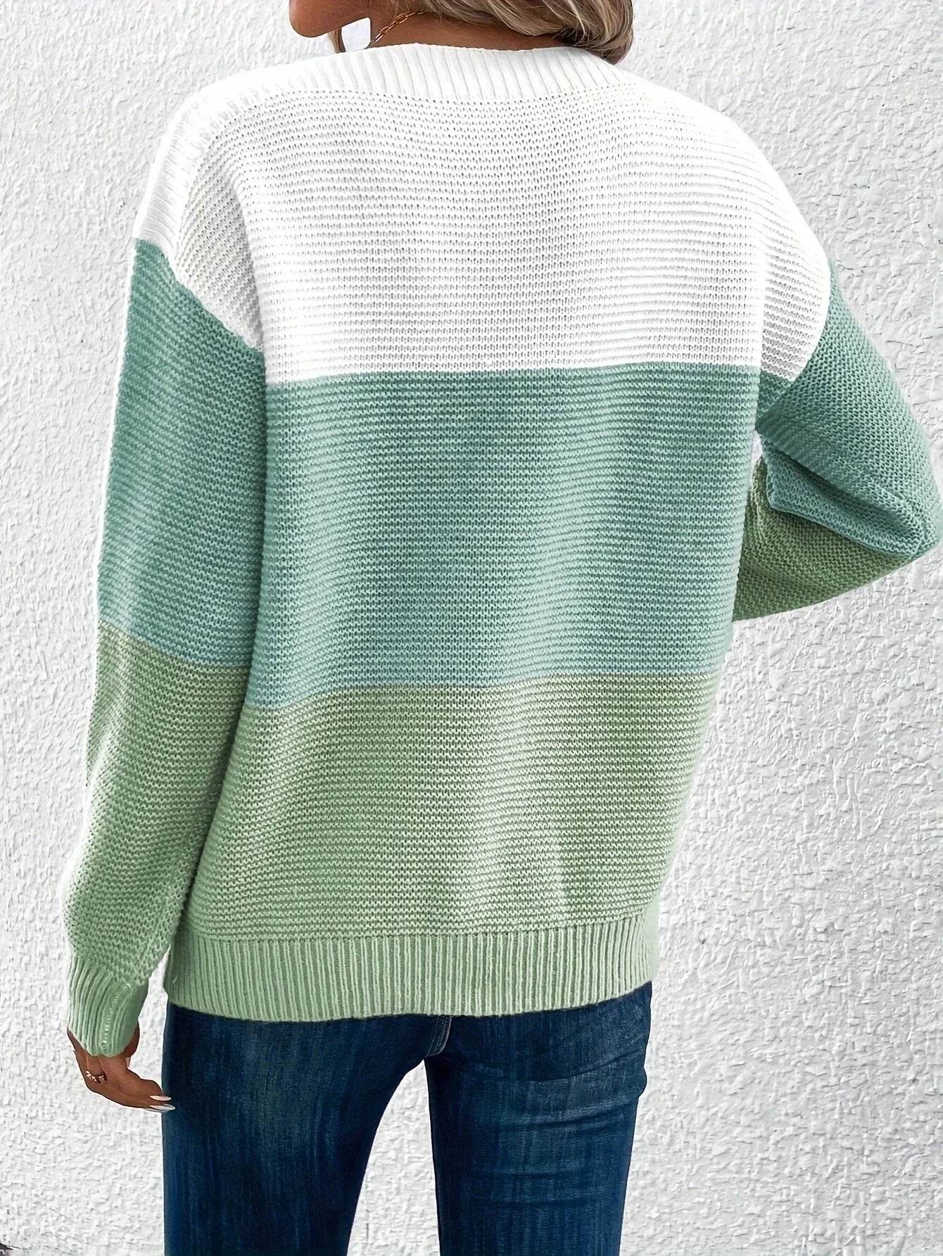 Pull femme col rond décontracté mailles douces manches longues