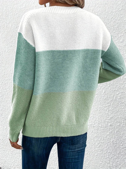 Pull femme col rond décontracté mailles douces manches longues