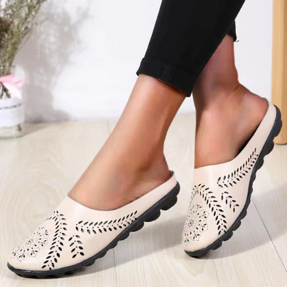 Ballerine femme cuir slip-on semelle caoutchouc antidérapante légère