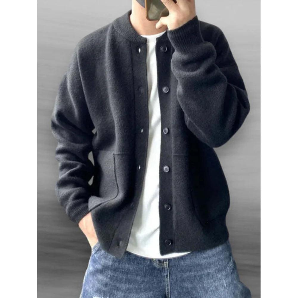 Gilet tricoté homme sans manches col V boutons devant