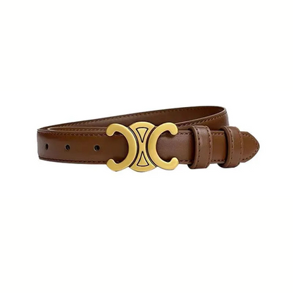 Ceinture cuir synthétique boucle métal dorée largeur 2,5 cm ajustable