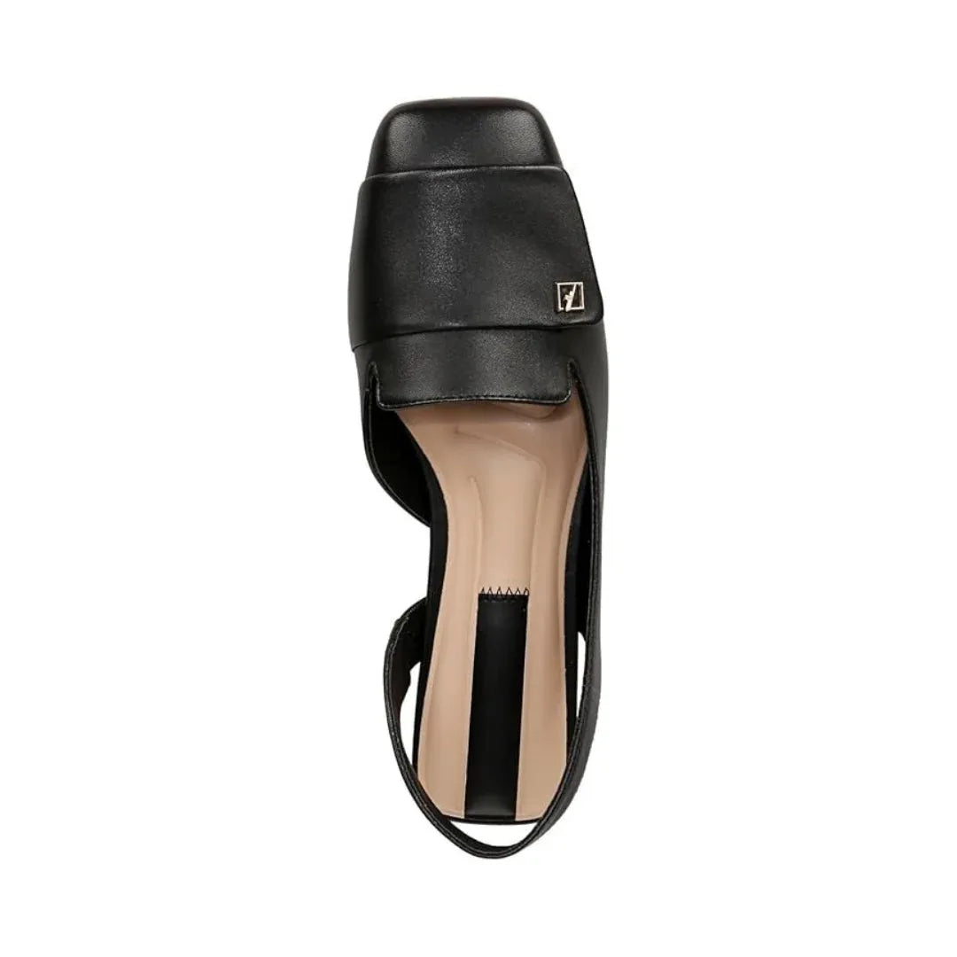 Ballerines femme en cuir responsable à bride arrière et petit talon carré - Parisola