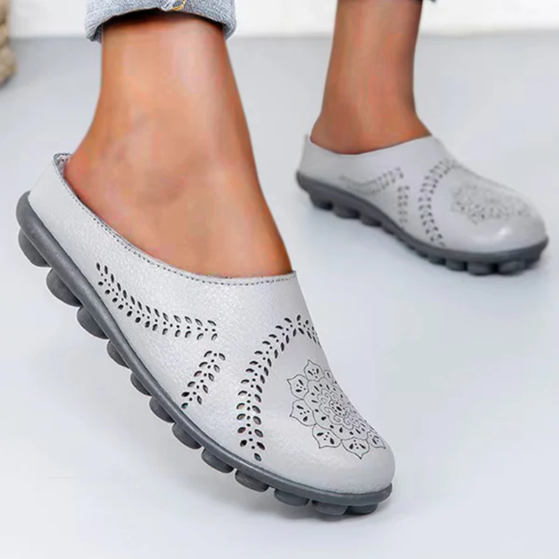 Ballerine femme cuir slip-on semelle caoutchouc antidérapante légère