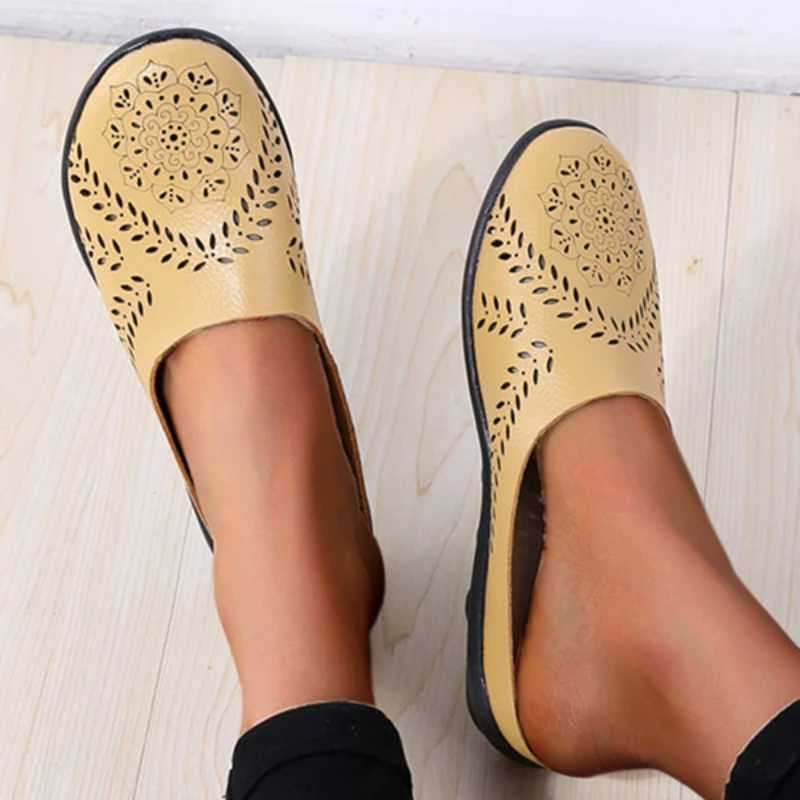 Ballerine femme cuir slip-on semelle caoutchouc antidérapante légère