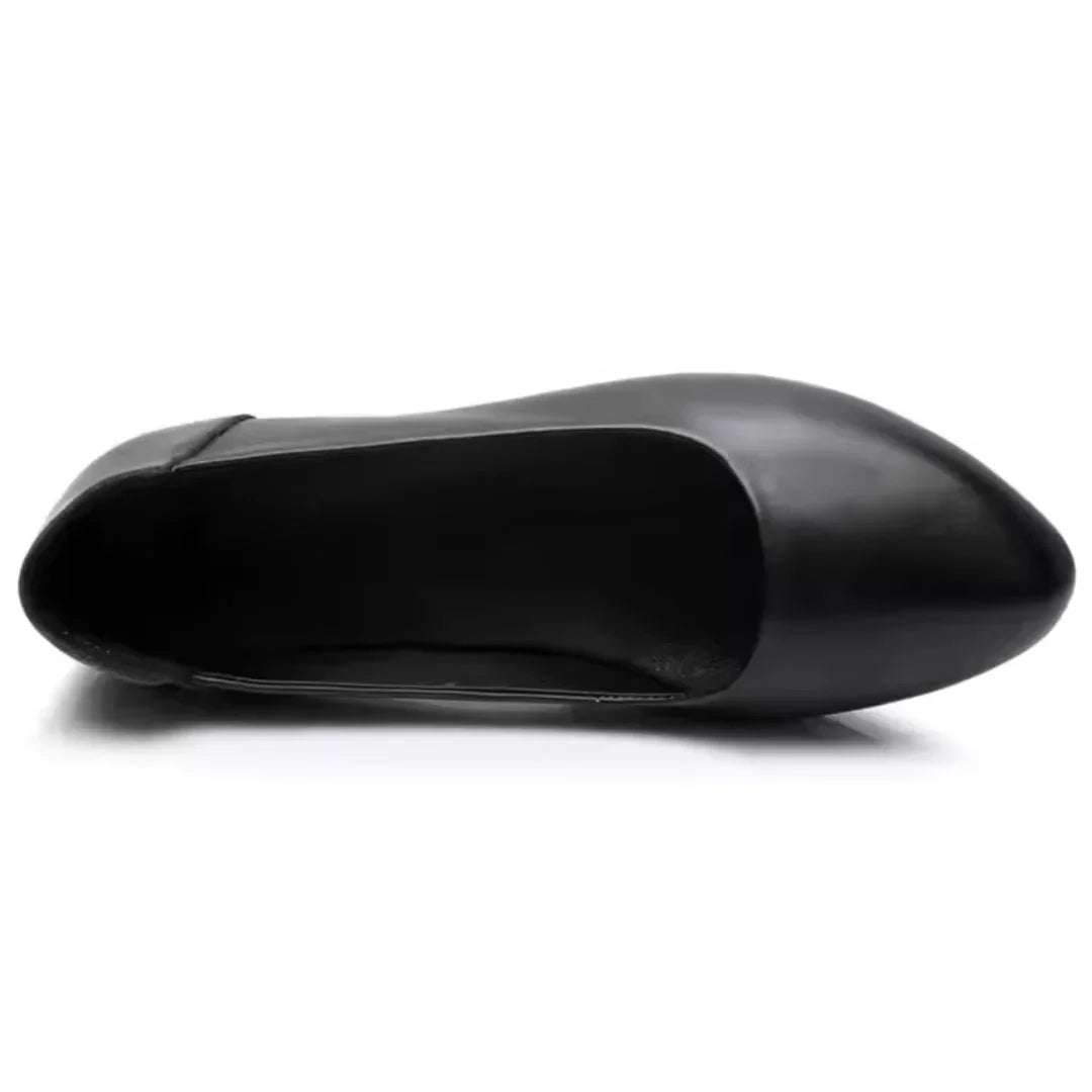 Chaussures femme cuir noir à talon carré bas, confort slip-on classique - Parisola