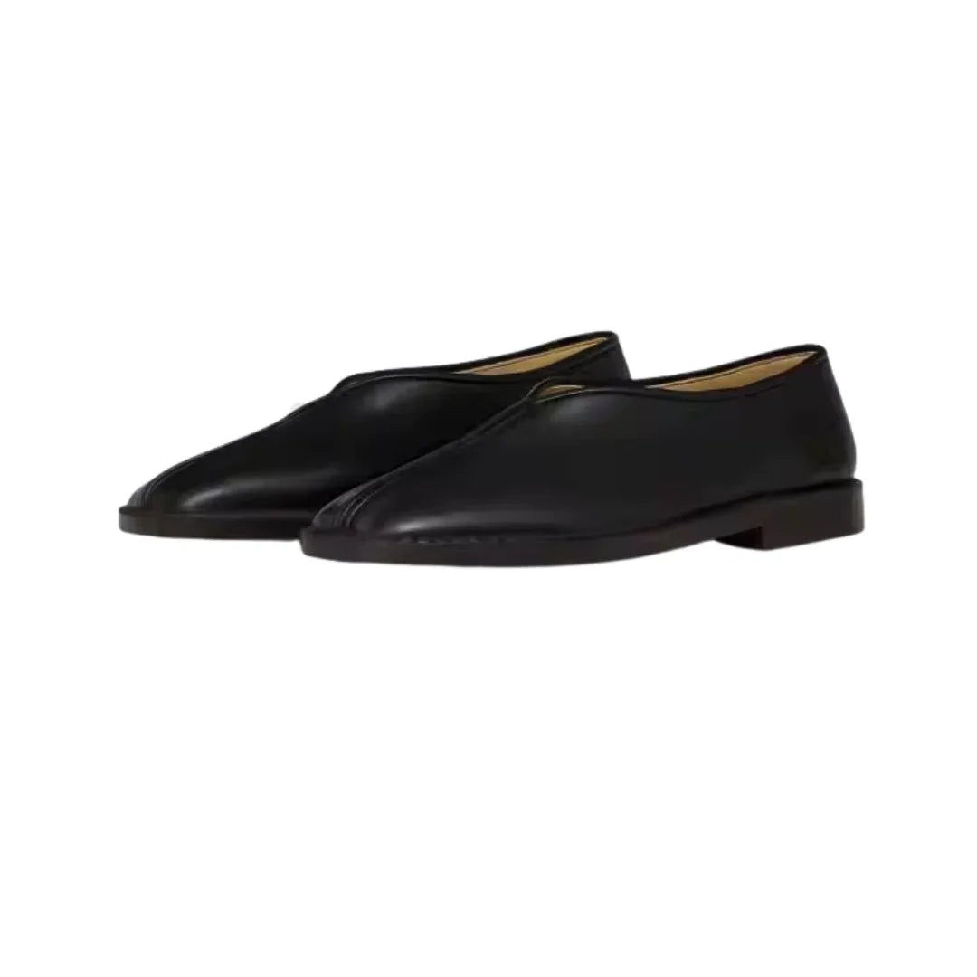 Loafers femme noirs à bout carré en maille respirante et semelle plate - Parisola