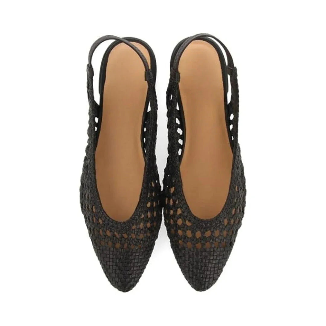 Ballerines slingback femme en cuir tressé, ajourées et respirantes - Parisola
