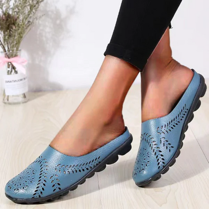 Ballerine femme cuir slip-on semelle caoutchouc antidérapante légère