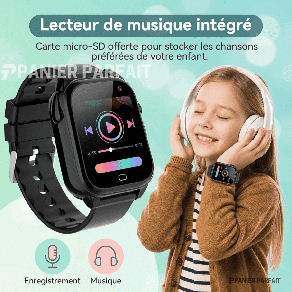 Montre intelligente enfant écran tactile 1,44 po appareil photo jeux MP3