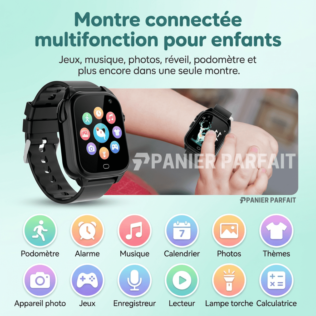 Montre intelligente enfant écran tactile 1,44 po appareil photo jeux MP3
