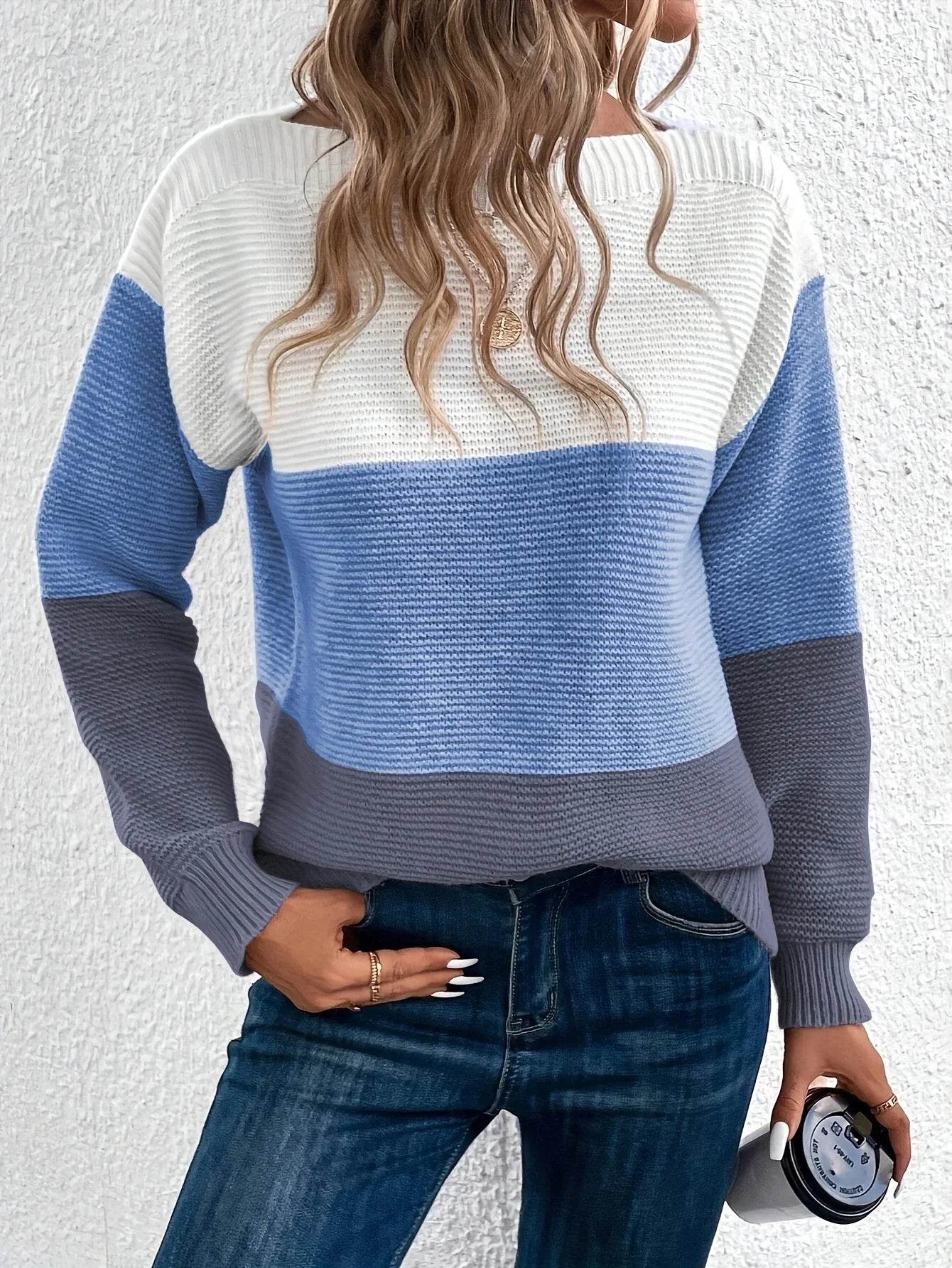 Pull femme col rond décontracté mailles douces manches longues