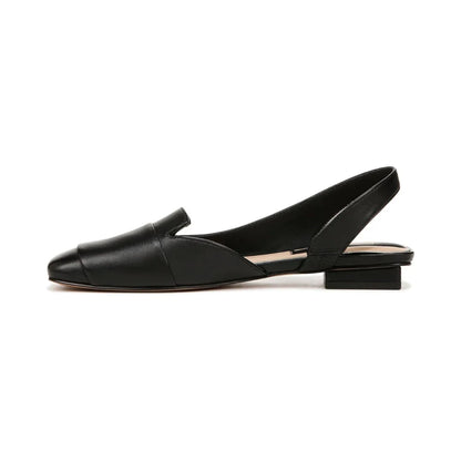 Ballerines femme en cuir responsable à bride arrière et petit talon carré - Parisola