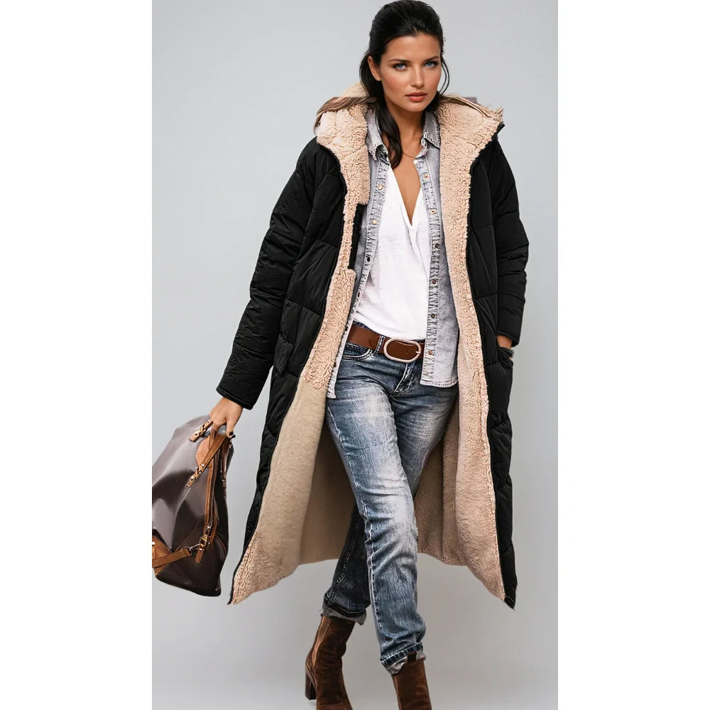 Parka longue femme imperméable capuche hiver chaude