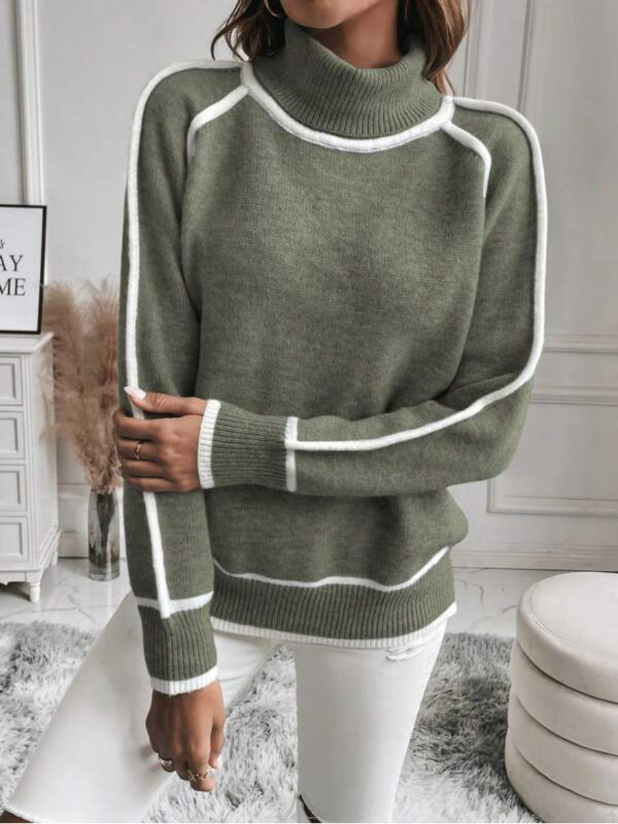 Pull col roulé femme maille acrylique polyester coupe ajustée
