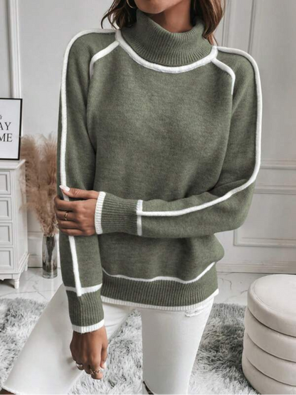 Pull col roulé femme maille acrylique polyester coupe ajustée