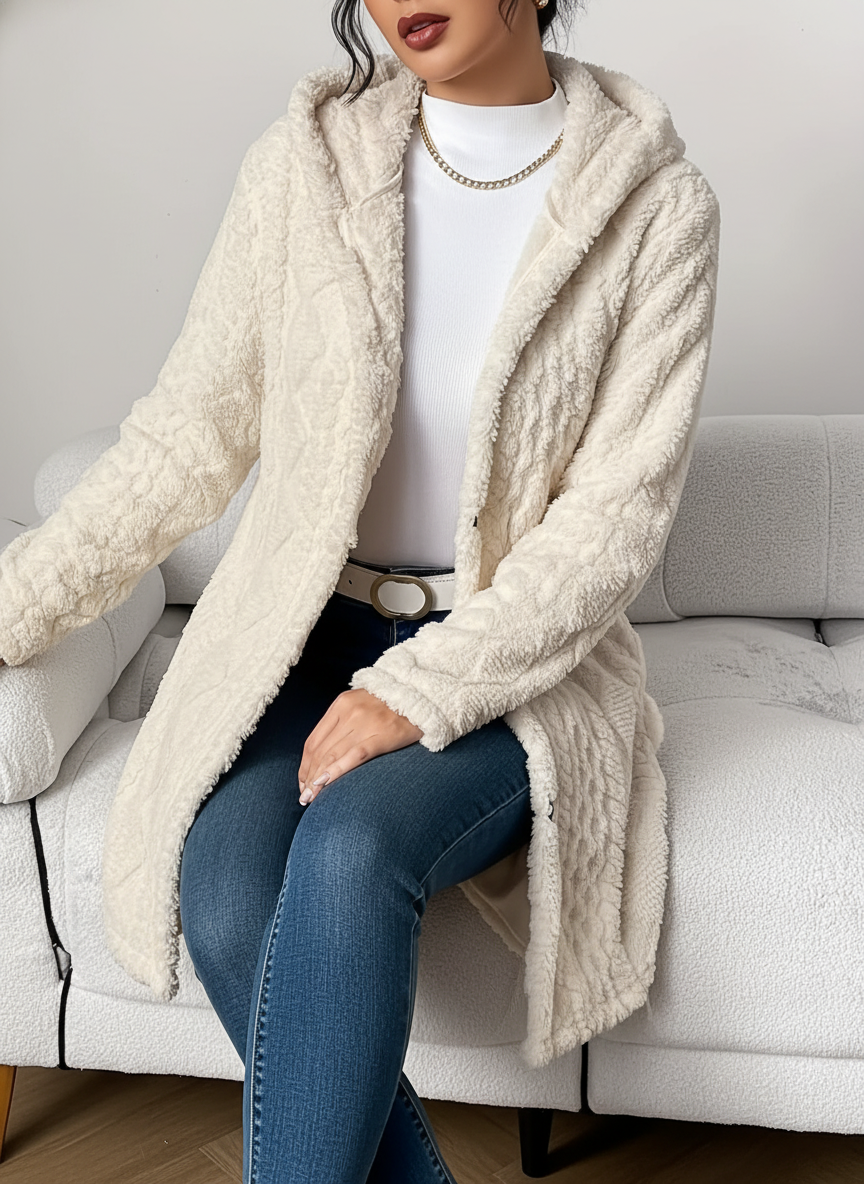 Cardigan polaire femme avec capuche coupe confortable