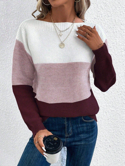 Pull femme col rond décontracté mailles douces manches longues