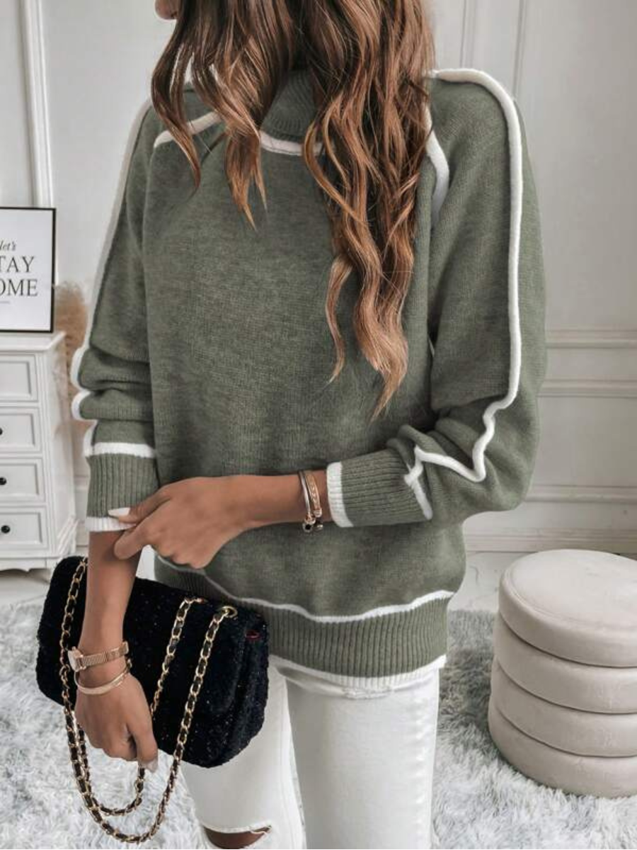 Pull col roulé femme maille acrylique polyester coupe ajustée