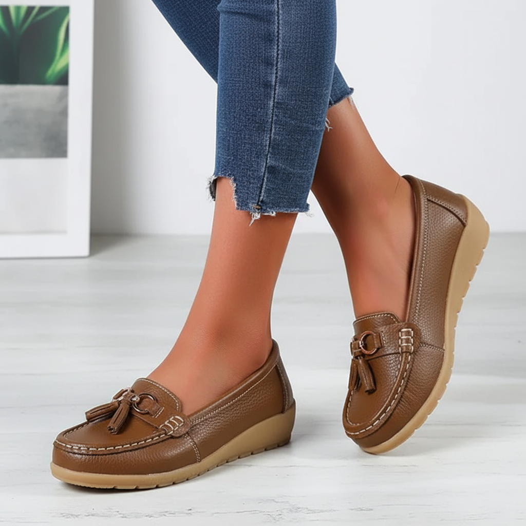 Mocassin orthopédique femme cuir synthétique semelle EVA slip-on