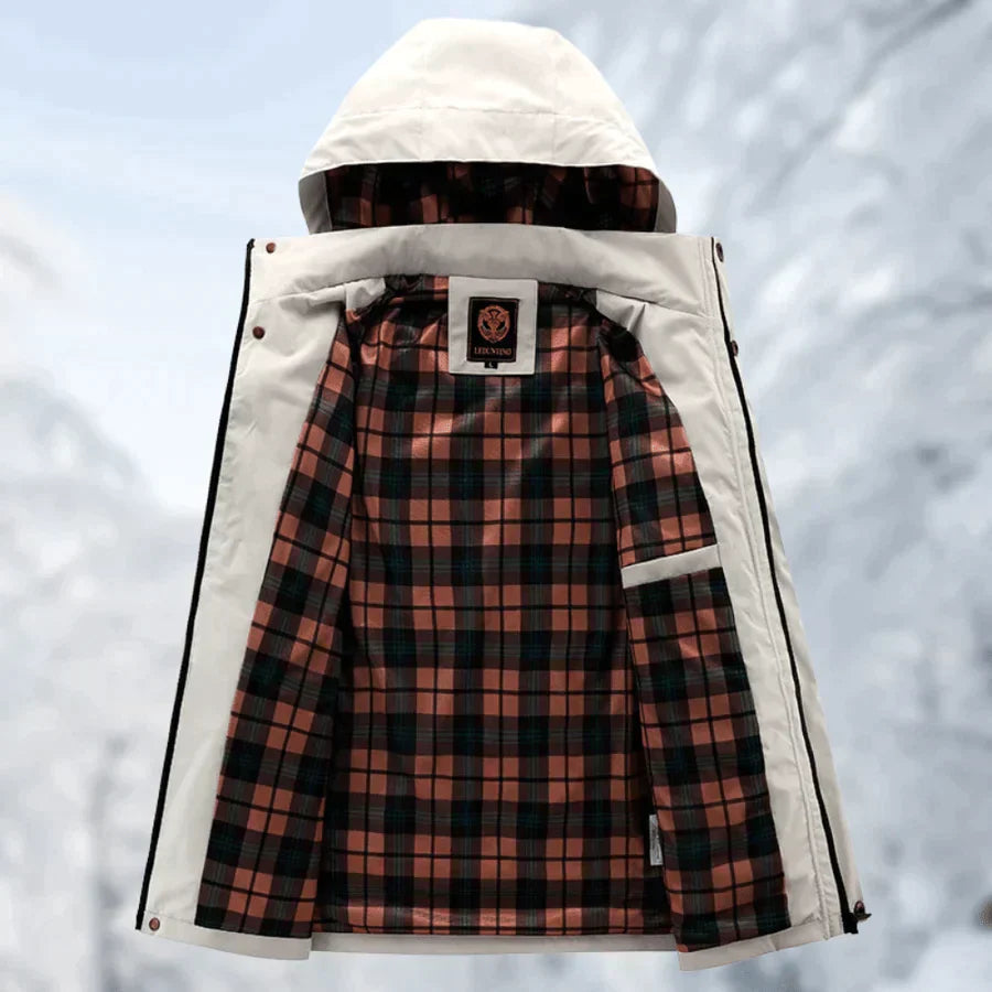 Veste d'hiver homme imperméable capuche chaude zippée